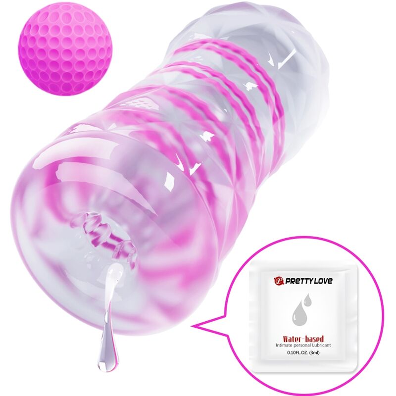 PRETTY LOVE - MASTURBATORE MASCHILE CON SPIRALE INTERNA E SFERA ROTANTE ROSA