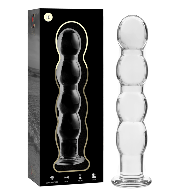 NEBULA SERIES BY IBIZA - DILDO MODELLO 10 IN VETRO BOROSILICATO TRASPARENTE 16.5 CM -O- 3.5 CM