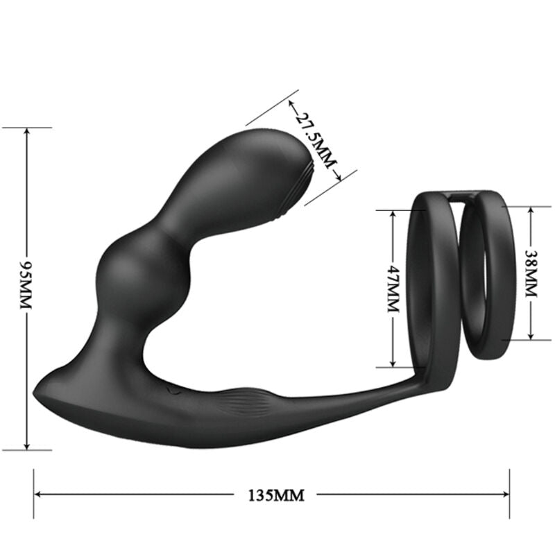 PRETTY LOVE - ANELLO PENE MARSHALL CON PLUG ANALE VIBRANTE E TELECOMANDO