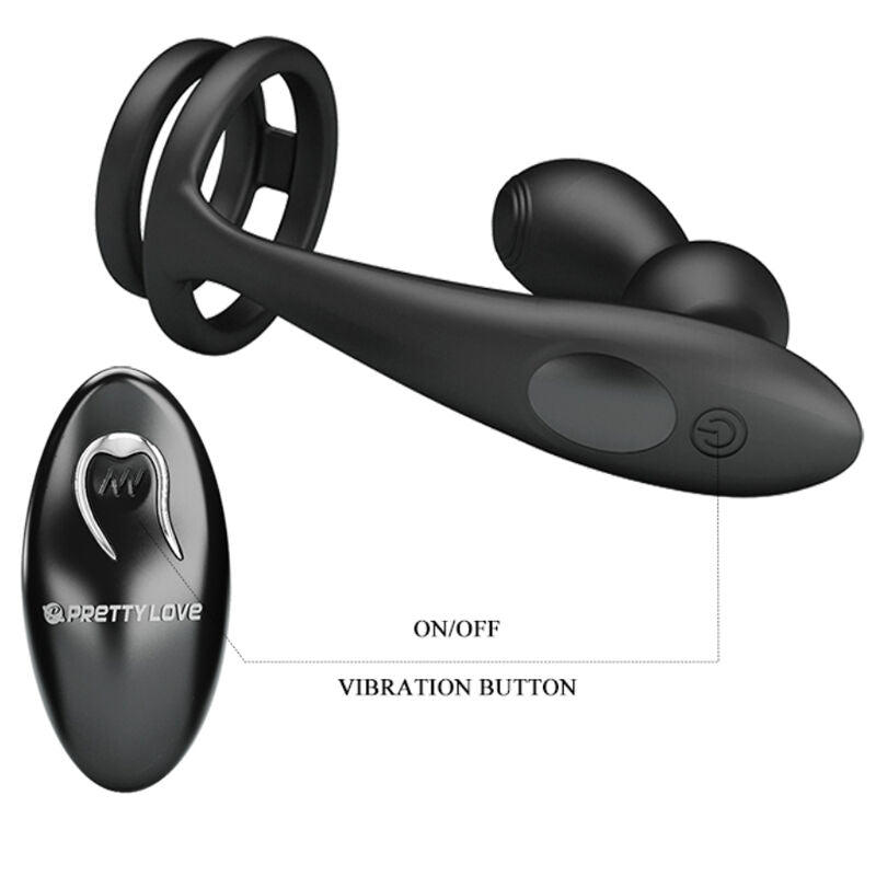 PRETTY LOVE - ANELLO PENE MARSHALL CON PLUG ANALE VIBRANTE E TELECOMANDO