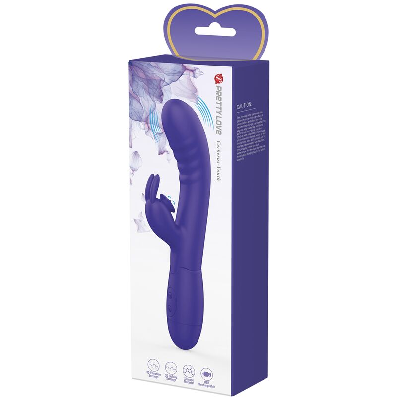 PRETTY LOVE - VIBRATORE CERBERUS YOUTH VIOLATING CON RABBIT 30 FUNZIONI VIOLA