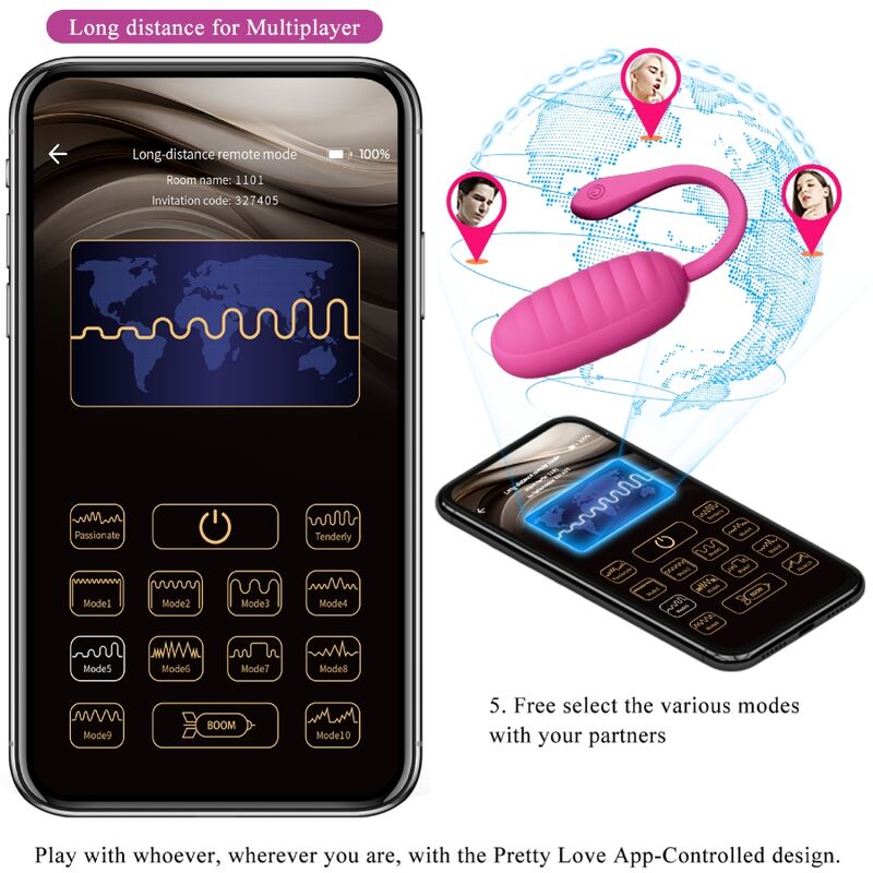 PRETTY LOVE - OVETTO CATALINA VIBRANTE RICARICABILE APP LONG DISTANCE ROSA