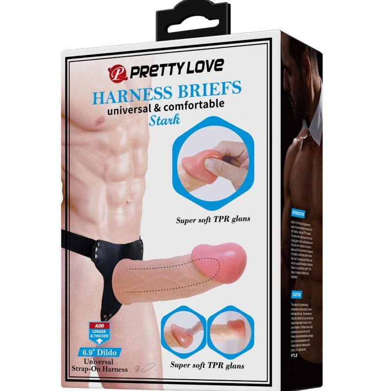 PRETTY LOVE - HARNESS REGOLABILE STARK CON DILDO VIBRANTE CAVO