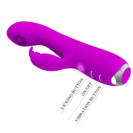 PRETTY LOVE - VIBRATORE RICARICABILE RACHEL CON ONDE STIMOLANTI VIOLA