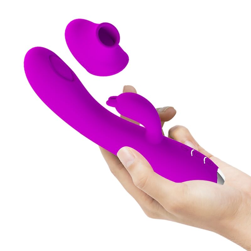 PRETTY LOVE - VIBRATORE REGINA CON SUCCHIATORE A ONDE PULSATE  RICARICABILE VIOLA