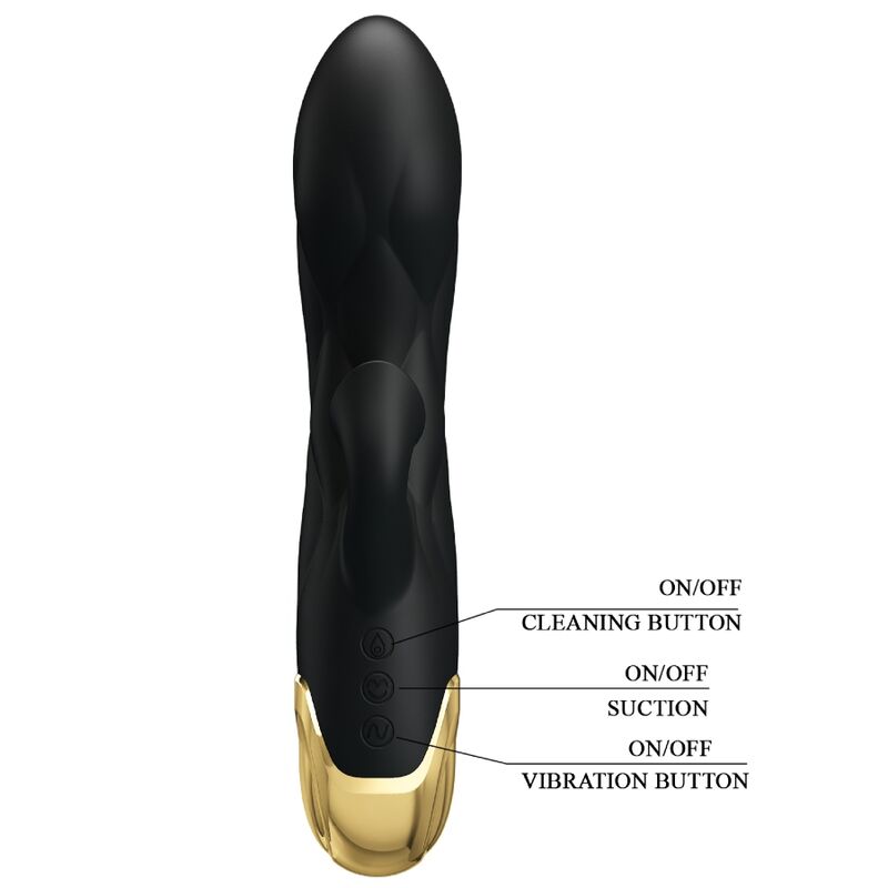 PRETTY LOVE - VIBRATORE DI LUSSO ROYAL PLEASURE RICARICABILE NERO PLACCATO ORO