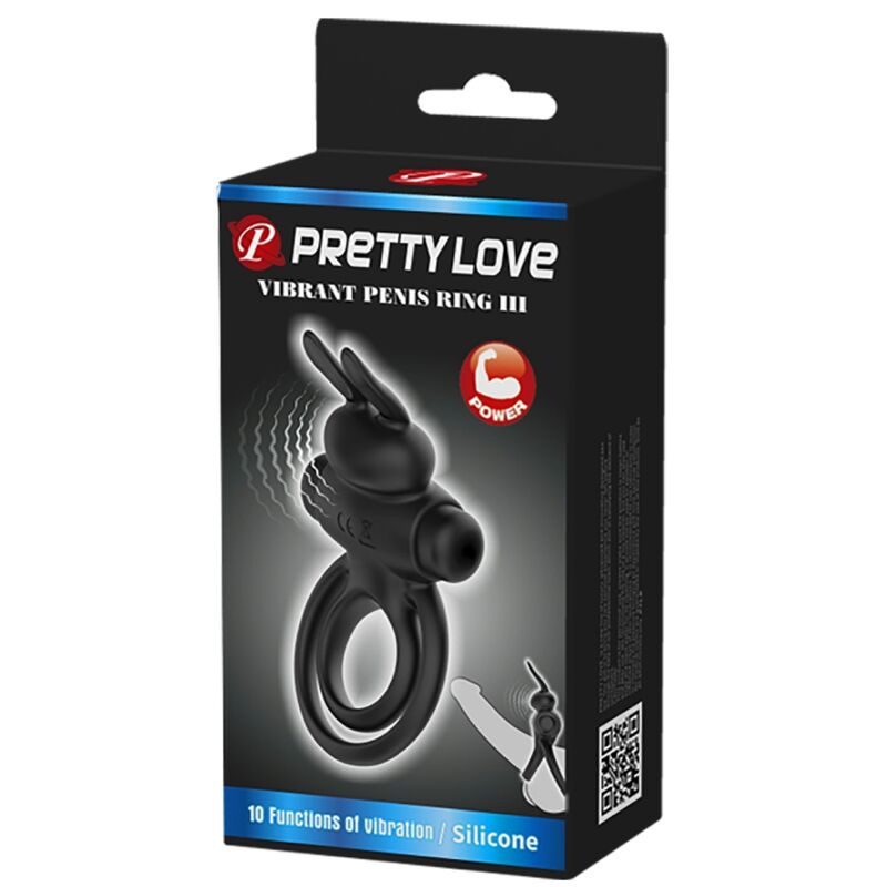 PRETTY LOVE - ANELLO PENE VIBRANTE CON RABBIT NERO
