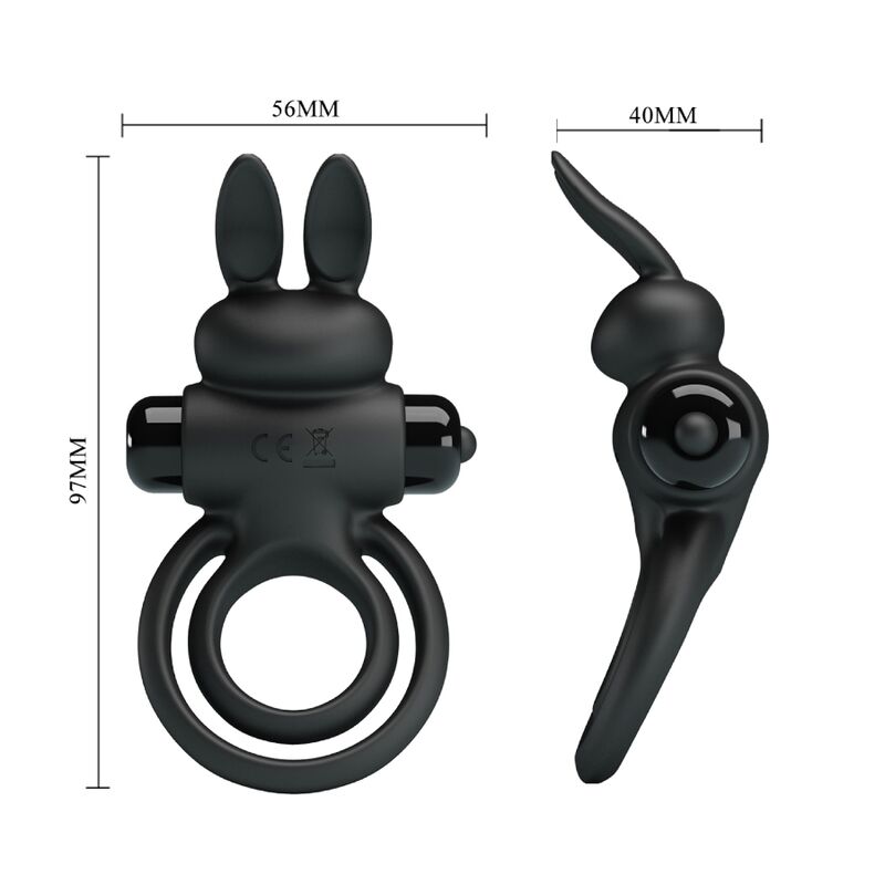 PRETTY LOVE - ANELLO PENE VIBRANTE CON RABBIT NERO