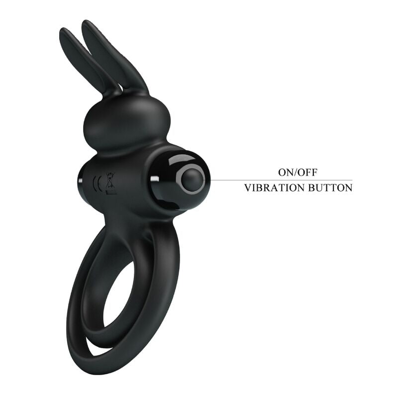 PRETTY LOVE - ANELLO PENE VIBRANTE CON RABBIT NERO