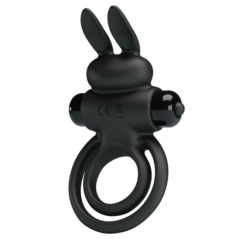 PRETTY LOVE - ANELLO PENE VIBRANTE CON RABBIT NERO