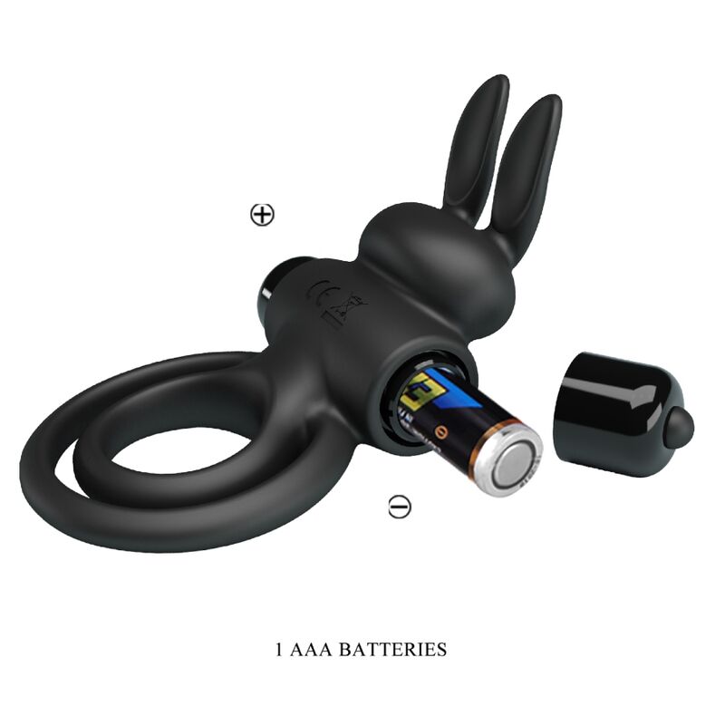 PRETTY LOVE - ANELLO PENE VIBRANTE CON RABBIT NERO