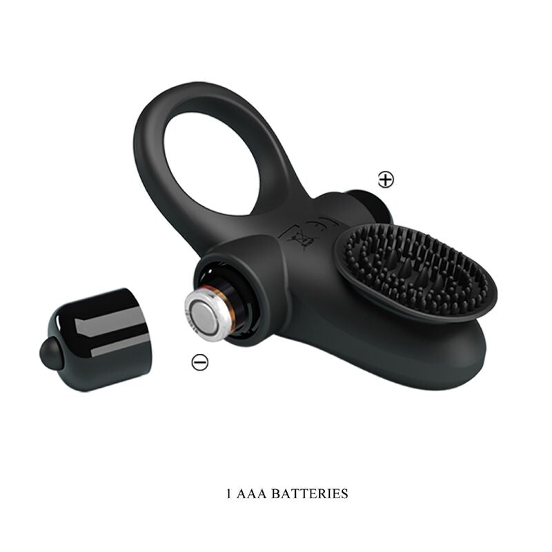 PRETTY LOVE - ANELLO PENE VIBRANTE NERO E STIMOLATORE CLITORIDE