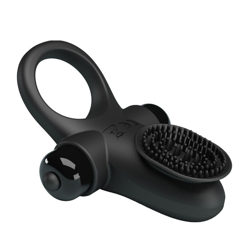 PRETTY LOVE - ANELLO PENE VIBRANTE NERO E STIMOLATORE CLITORIDE