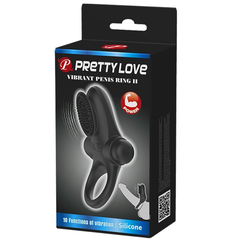 PRETTY LOVE - ANELLO PENE VIBRANTE NERO E STIMOLATORE CLITORIDE