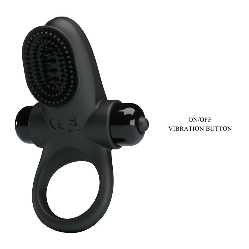PRETTY LOVE - ANELLO PENE VIBRANTE NERO E STIMOLATORE CLITORIDE