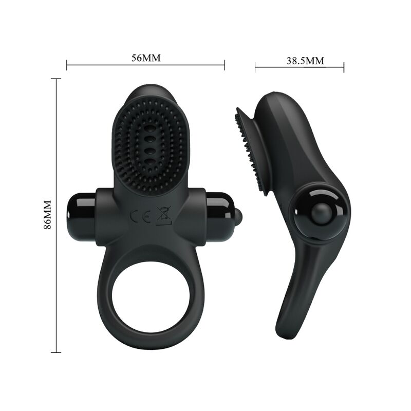 PRETTY LOVE - ANELLO PENE VIBRANTE NERO E STIMOLATORE CLITORIDE