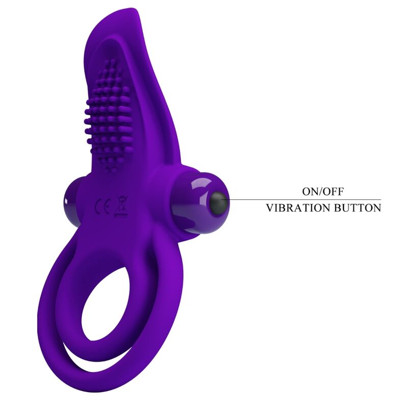 PRETTY LOVE - ANELLO PENE DOPPIO VIBRANTE CON STIMOLATORE CLITORIDEO VIOLA