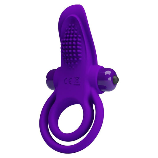 PRETTY LOVE - ANELLO PENE DOPPIO VIBRANTE CON STIMOLATORE CLITORIDEO VIOLA