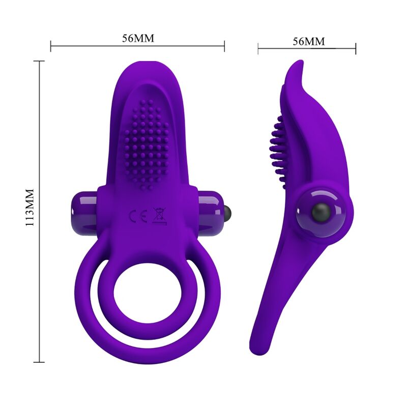 PRETTY LOVE - ANELLO PENE DOPPIO VIBRANTE CON STIMOLATORE CLITORIDEO VIOLA