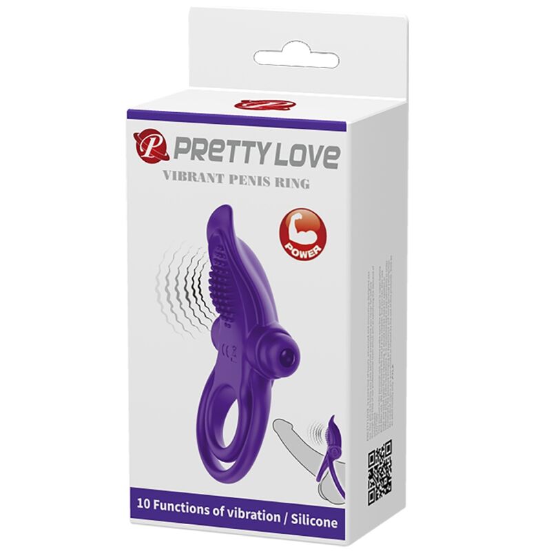 PRETTY LOVE - ANELLO PENE DOPPIO VIBRANTE CON STIMOLATORE CLITORIDEO VIOLA
