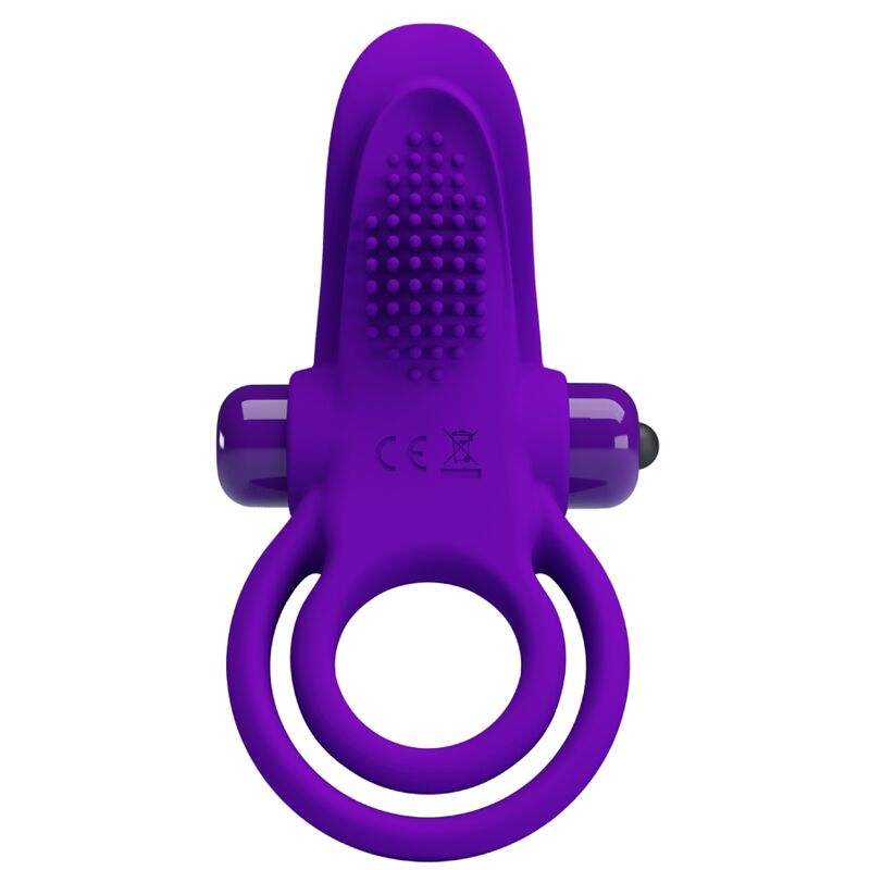 PRETTY LOVE - ANELLO PENE DOPPIO VIBRANTE CON STIMOLATORE CLITORIDEO VIOLA