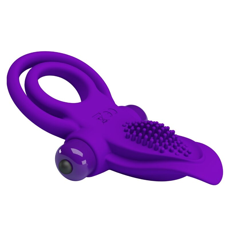 PRETTY LOVE - ANELLO PENE DOPPIO VIBRANTE CON STIMOLATORE CLITORIDEO VIOLA