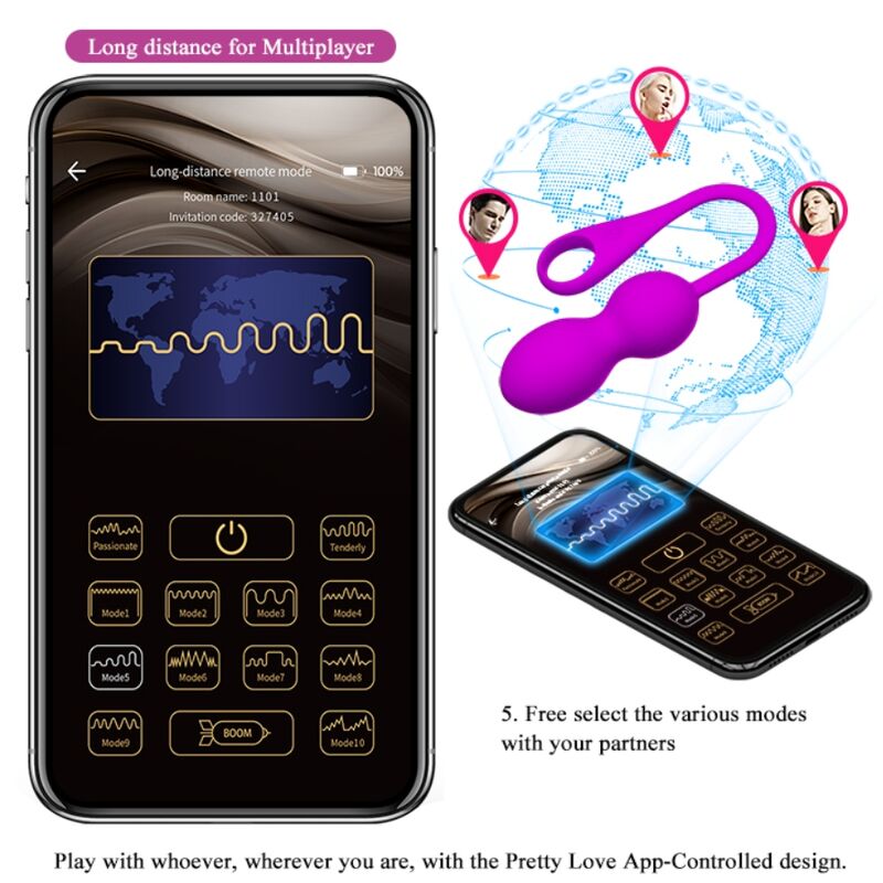 PRETTY LOVE - ELVIRA PALLINE VIBRANTI RICARICABILI APP LONG DISTANCE VIOLA