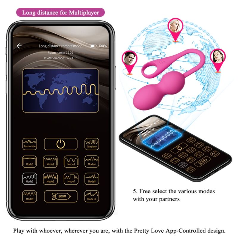 PRETTY LOVE - ELVIRA PALLINE VIBRANTI RICARICABILI APP LONG DISTANCE ROSA