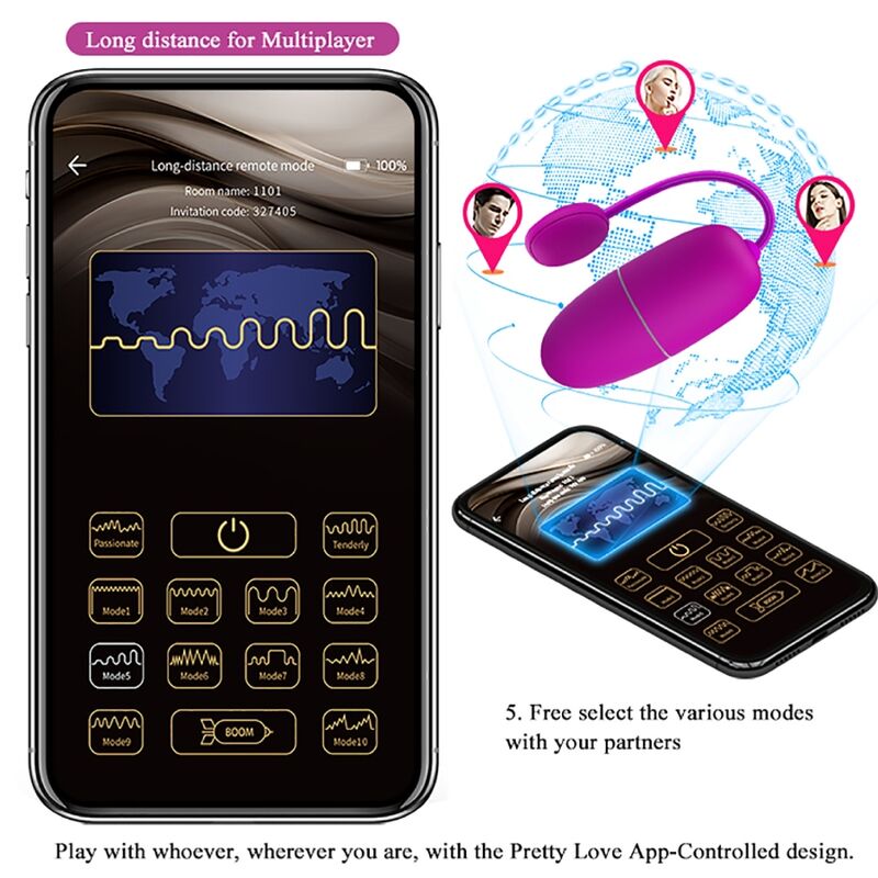 PRETTY LOVE - NYMPH OVETTO VIBRANTE  CON APP LONG DISTANCE FUCSIA