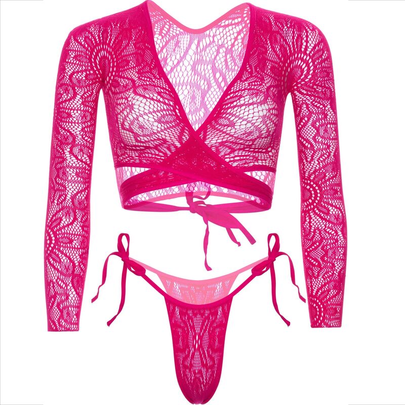 TOP CORTO IN PIZZO CON PERIZOMA, ELEGANTE E SENSUALE, TAGLIA UNICA