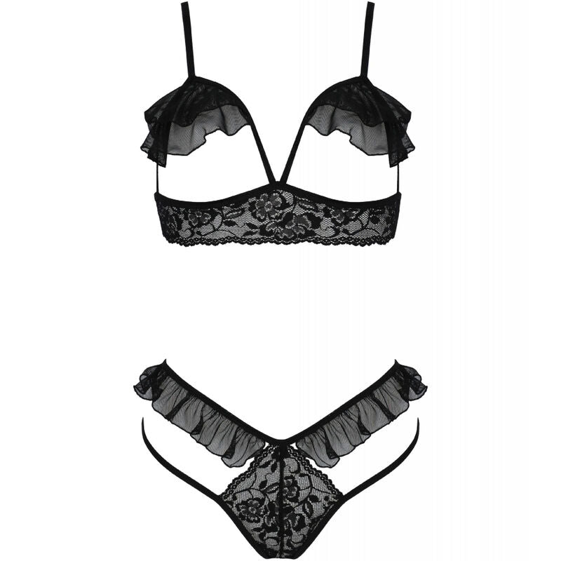SET, REGGISENO CON COPPE APERTE, PERIZOMA NERO