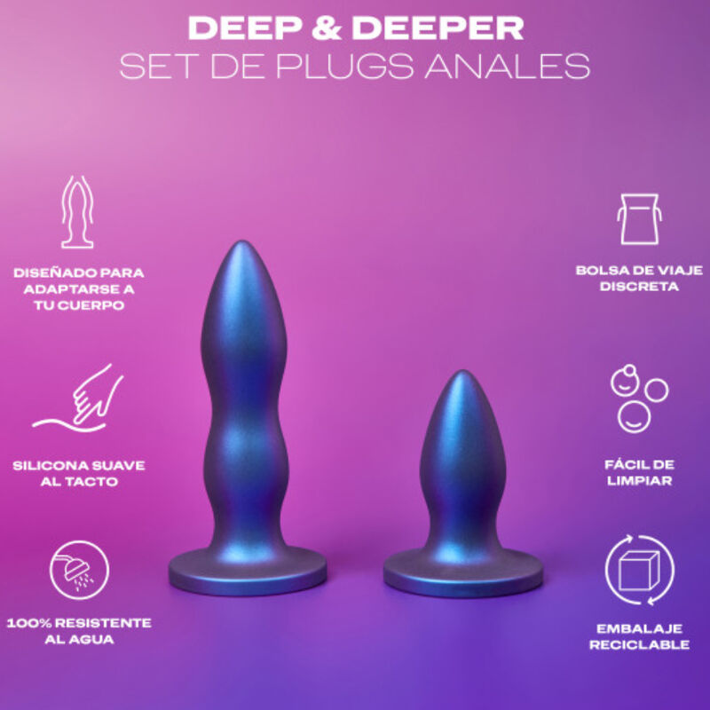PLUG ANALE SET 2 PZ, SILICONE MORBIDO, IMPERMEABILE