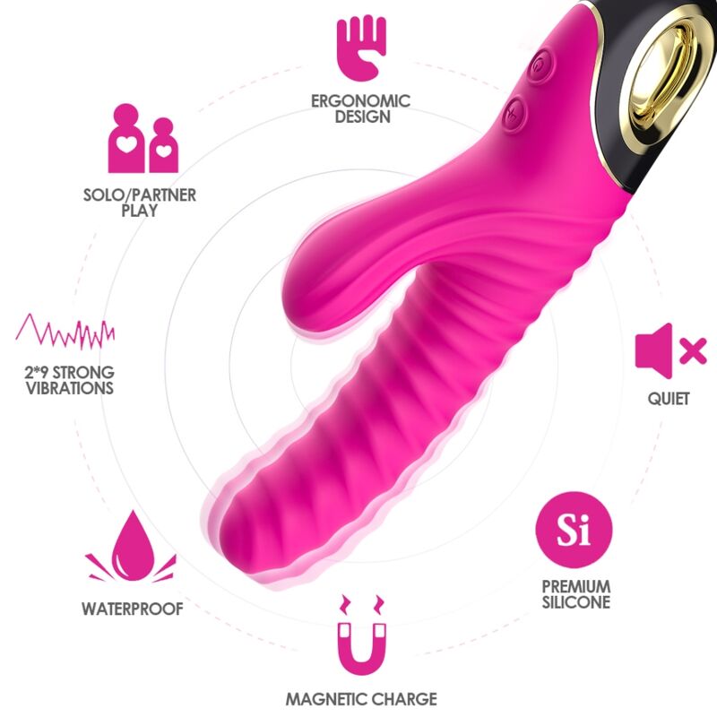 VIBRATORE CON STIMOLATORE IN SILICONE ETERNITY FUCSIA