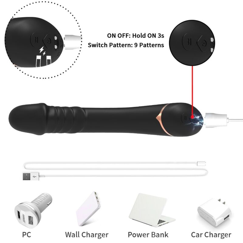 VIBRATORE FLESSIBILE CON 9 MODALITÀ, IMPERMEABILE, RICARICA USB
