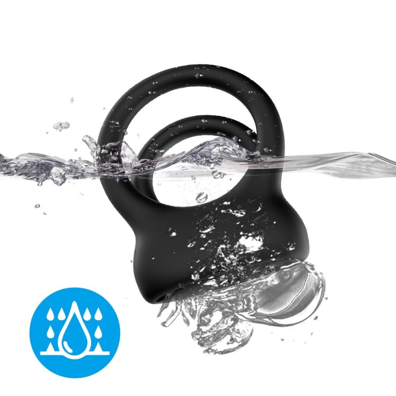 ANELLO VIBRANTE DOPPIO CON SUPPORTO TESTICOLI NERO - ARMONY