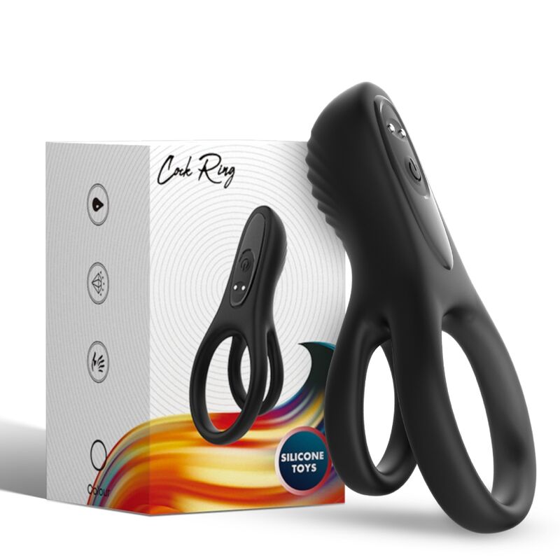 ANELLO PENE VIBRANTE DOPPIO CON SUPPORTO TESTICOLI, 9 MODALITÀ DI VIBRAZIONE, RICARICABILE USB