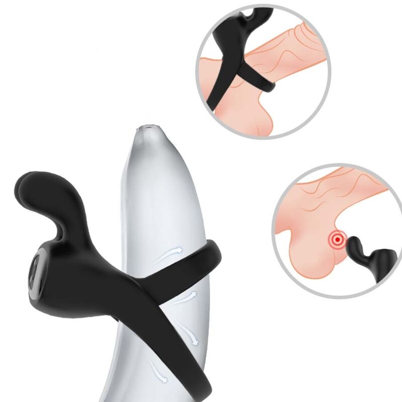 ANELLO PENE VIBRANTE CON STIMOLATORE CLITORIDEO NERO - ARMONY