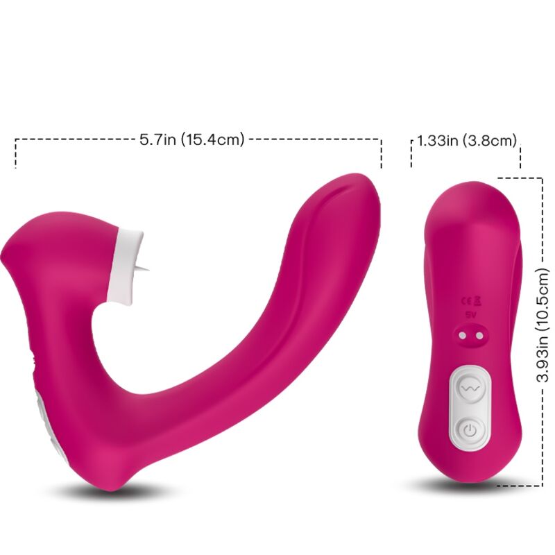 STIMOLATORE CLITORIDE CON LINGUA E VIBRATORE CURVO SECRETKISS FUCSIA
