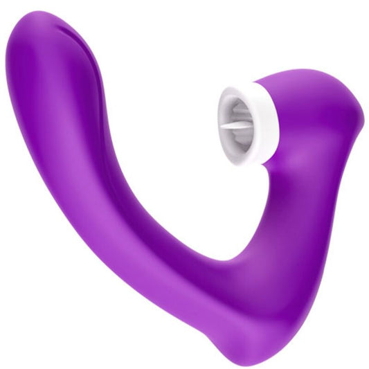 STIMOLATORE CLITORIDE CON LINGUA E VIBRATORE CURVO SECRETKISS VIOLA