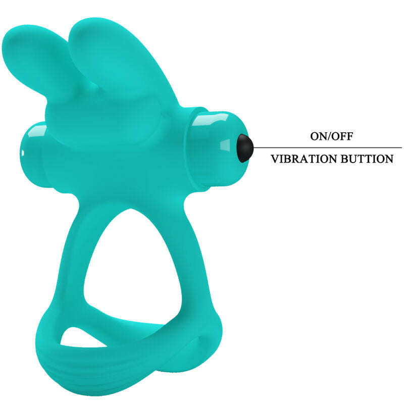 PRETTY LOVE - ANELLO PENE DANTE VIBRANTE CON RABBIT VERDE ACQUA