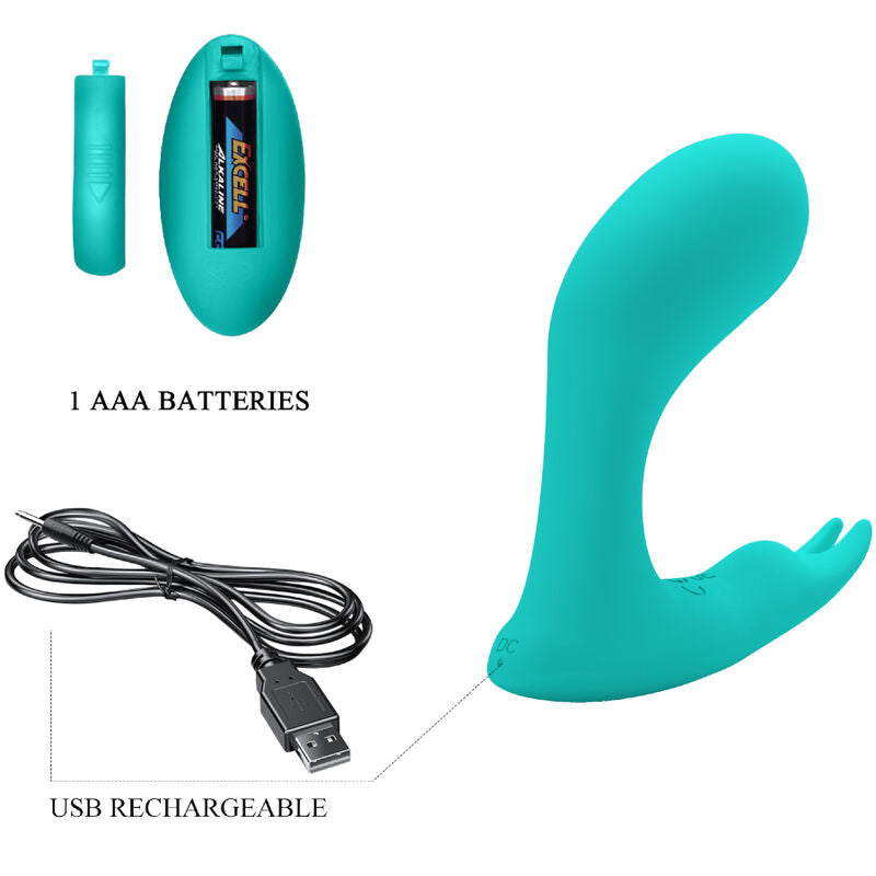 PRETTY LOVE - MASSAGGIATORE IDABELLE CON VIBRAZIONE E PULSAZIONE VERDE ACQUA