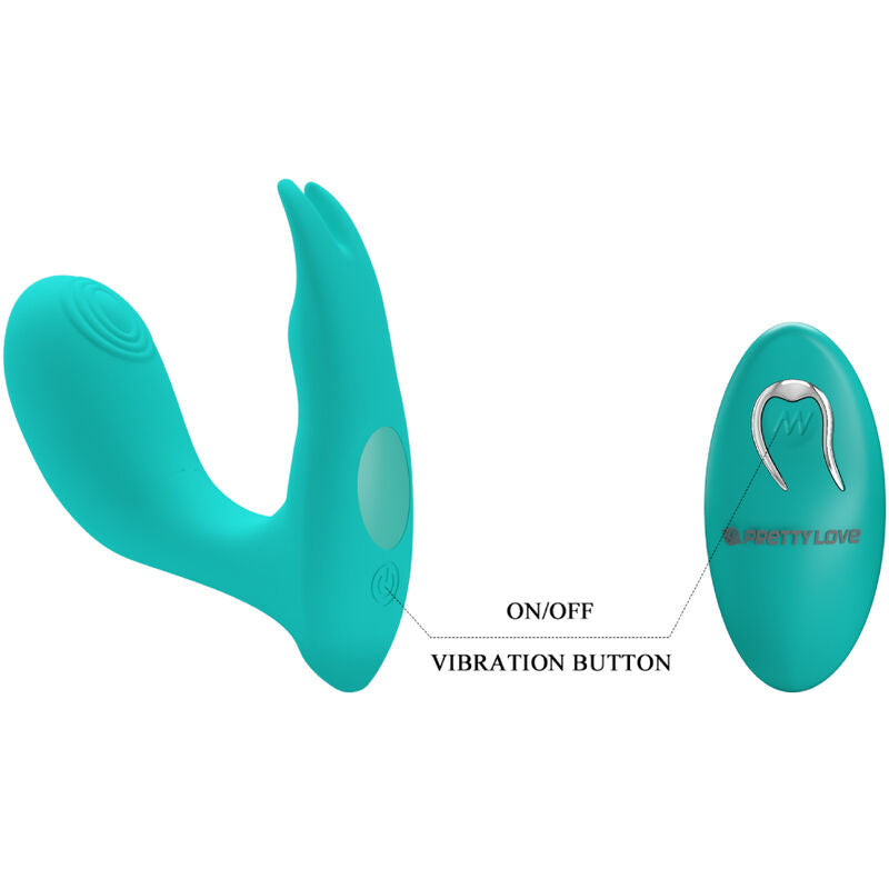 PRETTY LOVE - MASSAGGIATORE IDABELLE CON VIBRAZIONE E PULSAZIONE VERDE ACQUA
