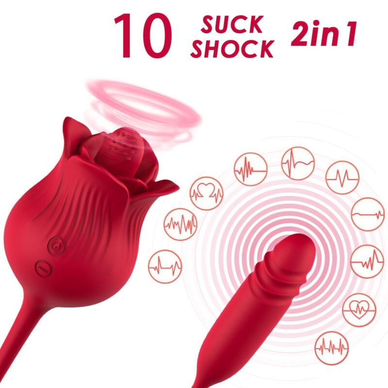 STIMOLATORE CLITORIDE 2 IN 1 ROSA CON LINGUA E OVETTO BULLET VIBRANTE 10 FUNZIONI