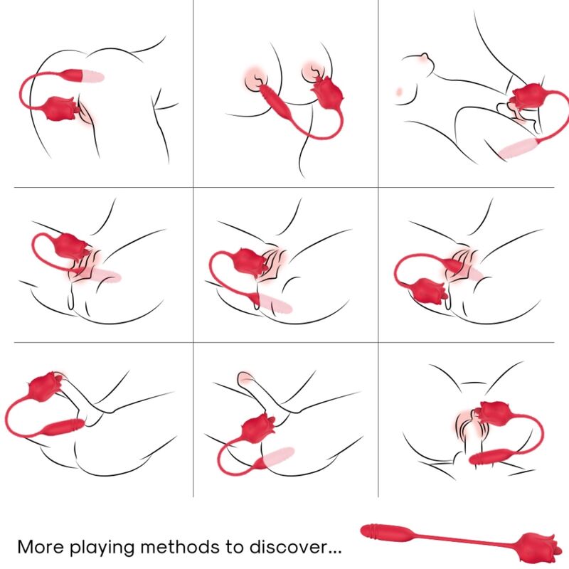 STIMOLATORE CLITORIDE 3 IN 1 ROSA CON LINGUA E ASPIRAZIONE E OVETTO BULLET CON SPINTA