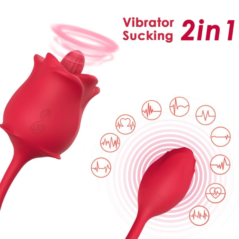 STIMOLATORE CLITORIDE 2 IN 1 ROSA CON LINGUA VIBRANTE E OVETTO VIBRANTE 10 FUNZIONI