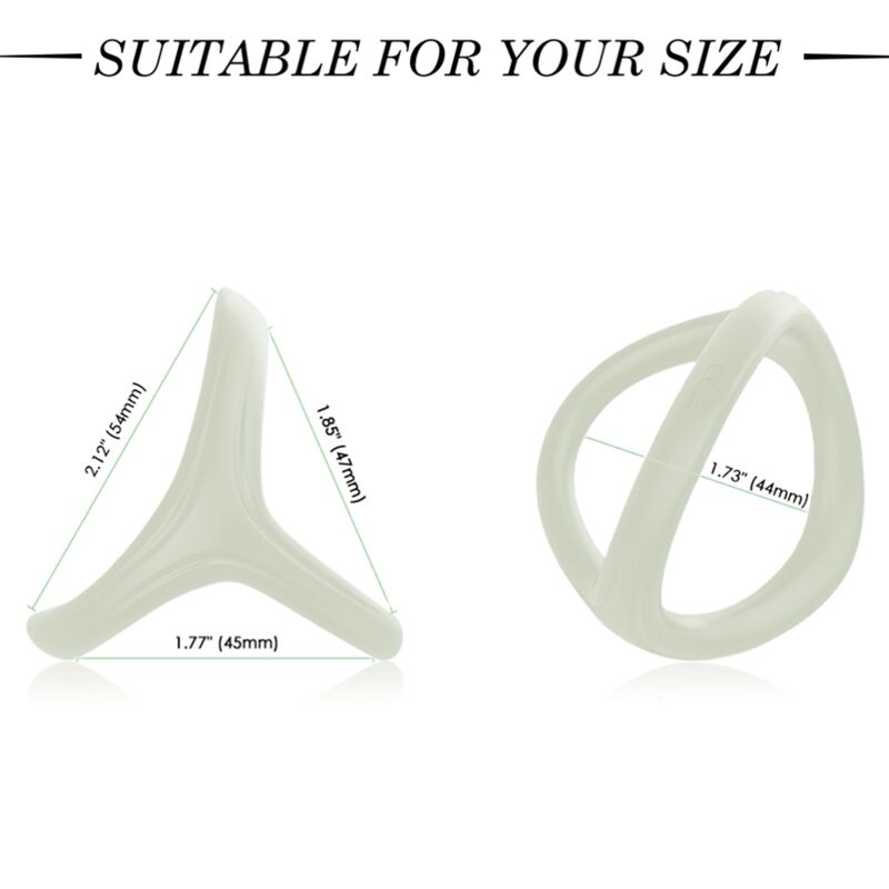 ANELLO PENE TRIPLO CON SUPPORTO TESTICOLI, SILICONE MEDICO, DESIGN ERGONOMICO