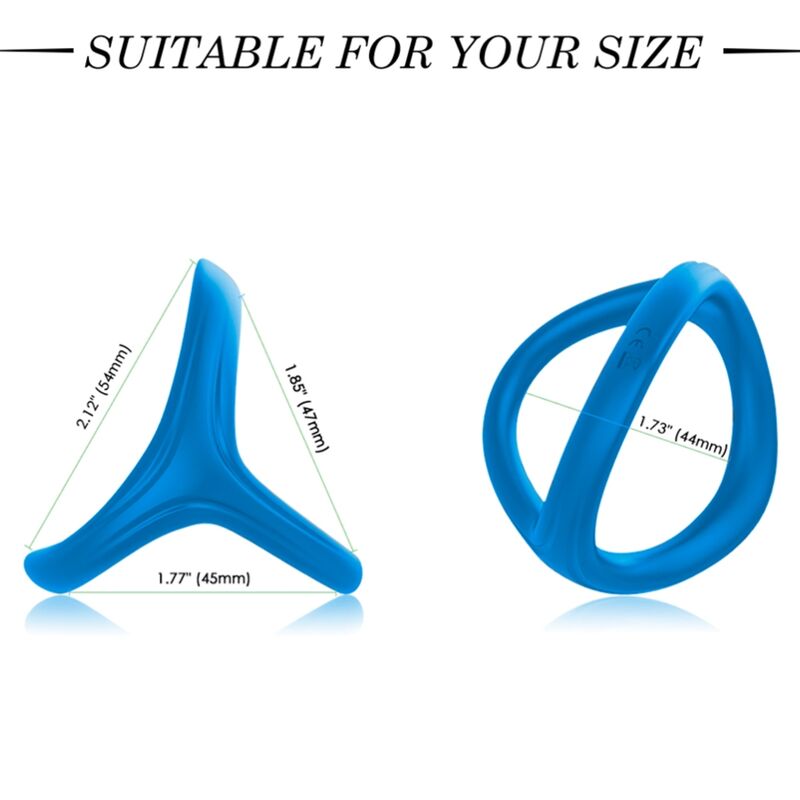 ANELLO PENE TRIPLO CON SUPPORTO TESTICOLI, SILICONE MEDICO, STIMOLAZIONE INTENSIFICATA