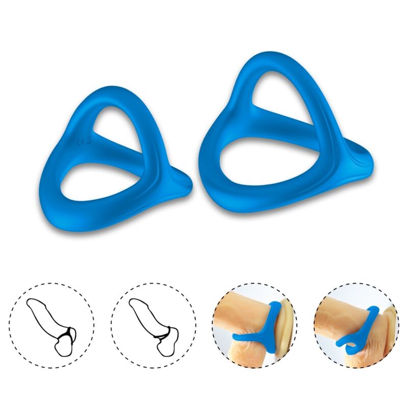 ANELLO PENE TRIPLO CON SUPPORTO TESTICOLI, SILICONE MEDICO, STIMOLAZIONE INTENSIFICATA
