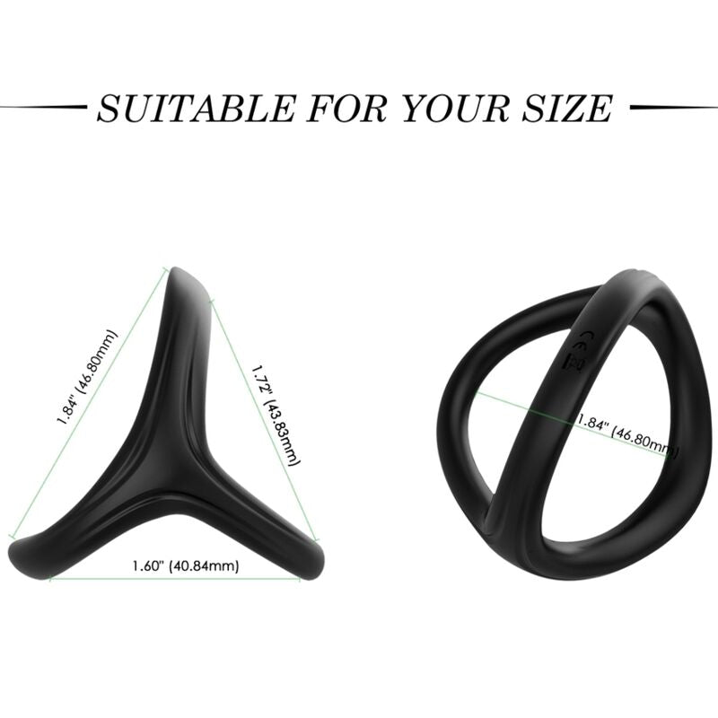 ANELLO PENE TRIPLO CON SUPPORTO TESTICOLI, SILICONE MEDICO, EREZIONI PIÙ FORTI