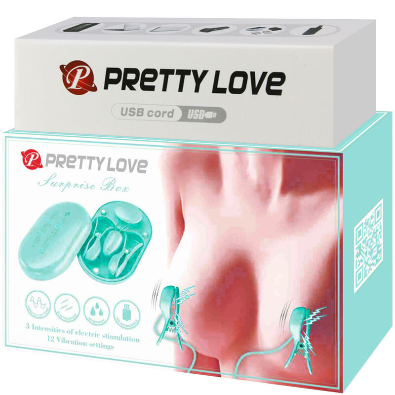 PRETTY LOVE - MORSETTI PER ELETTROSTIMOLAZIONE SURPRISE BOX VERDE ACQUA
